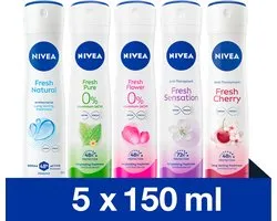 Mix déodorant en spray NIVEA Fresh - 5 parfums NIVEA Fresh uniques - 5 pièces - Pack économique