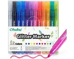 Ohuhu - Glitter Metallic Marker Pens - 3.0 mm – set van 12