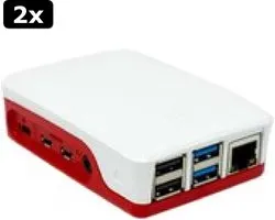 2x Boîtier Officiel Raspberry Pi 4 - Rose - Wit