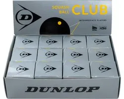 Dunlop-Squash Balls- Club 12x1 ball box- Black/Yellow