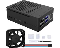 Raspberry Pi 4 Behuizing Met PWM Ventilator 40X40X10mm en Koellichaam Voor Model B 8GB/4GB/2GB (Zwart)
