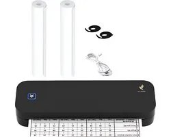 NovaWare® Thermische Printer A4 - Sticker Printer - Pocket Printer - Mini Printer voor Mobiel / Laptop / tablet - Verzendlabel - Barcode - Tattoo - Portable Printer - Shipping Label - Zwart