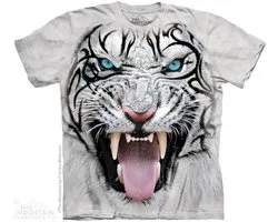 T-shirt Big Face Tribal White Tiger S