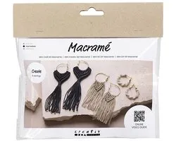 CC Mini Craft Kit Macrame, Earrings, black, olive-brown, sand, 1 pack