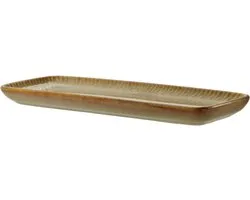 MPLCo - Plat de service Ombre Insta - Plat à four - Moule à gâteau - Plat à gratin résistant au four - Lave-vaisselle et micro-ondes - Céramique - Rectangle - 25 x 10 x 2 cm - Beige