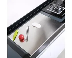 50 x 50 cm Stainless Steel Worktop Kitchen Professional Large Stainless Steel Plate Chopping Board Kitchen Board Baking Board with Non-Slip Mat for Kneading Pizza, Bread, Dough, Chocolate, Cake