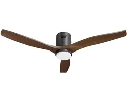 Ventilateur de plafond et éclairage Smart Hombli - Noir et Wood foncé
