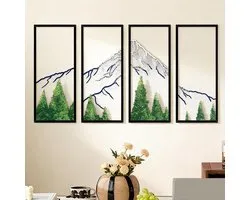 ruelen 4pcs Metal Mountain Forest Snow Mountain Wall Decorations, Large Abstract Minimalist Line Drawing Colorful - ShopVlot
