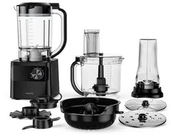 Klarstein Keukenmachine Velaire met mixer – 1200 W multifunctionele keukenmachine, 2-liter kom, 1,75-liter mixer, 6 programma's en snelheden, sapcentrifuge en vleesmolen opzetstukken - 1,75L - voor Keuken - Knetmaschine - Rührmaschine
