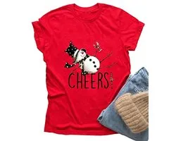 Ykomow Dames léopard joyeux sapin de Noël T-shirt léopard manches courtes Plaid Noël vacances T-shirt tops