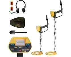 Ensemble détecteur de métaux pour enfants Kinder | Incl. Bobine, Pelles À Sable, Casques Et Sac De Transport | Détecteur de Métaux Léger Professionnel Avec 2 Modes | Poignée Réglable En Hauteur | Convient aux débutants | Jaune | NAIZY