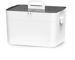 Boîte de Rangement Médicale - Grande Trousse de Premiers Secours à Double Couche - Armoire à Pharmacie Domestique - Trousse à Pharmacie Pratique avec Poignée - Boîte de Rangement Durable et Résistante à l'Humidité - Blanc