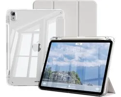 Étui Smart Grijs pour iPad Air 2025 avec dos rigide transparent et emplacement pour Apple Pencil - Compatible avec iPad Air 11 pouces, iPad Pro 11 pouces (2022/2021/2020/2018) et iPad Air 5e/4e Generation (tablette à rabat).