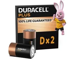 Duracell Plus alkaline D-batterijen, verpakking van 2