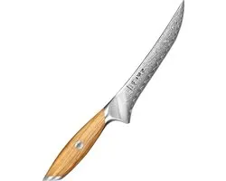 Hezhen X01 Flagship Series - Uitbeenmes- Damascus Poederstaal (73 laags met kern van 14Cr14MoVNb) – Olijfhout – Professioneel vlijmscherp damastmes - Inclusief mooie geschenkdoos
