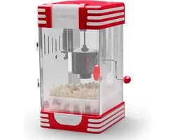 Klarstein popcornmachine klein, popcornmachine voor zoete & zoute popcorn, 300W popcorn maker, retro keukenapparaat voor maïs popcorn, popcorn machine met rvs houder, popcornmachines