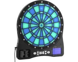Cible de fléchettes électronique avec affichage LED, 48 jeux et plus de 500 variantes, incluant 6 fléchettes avec ailettes et 50 pointes soft, tableau de bord Cricket LCD - adapté à un maximum de 8 joueurs