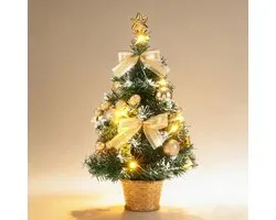 Mini Christmas tree with built-in lights, 40 cm with baubles ornaments, table Christmas tree with artificial lighting - ShopVlot