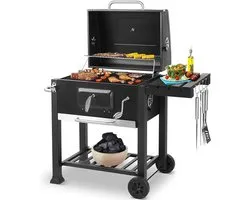 Seth Select Houtskoolgrill- Houtskoolbarbecue- Barbecue- Grill op houtskool- BBQ-Roker- Met handvat en klaptafel