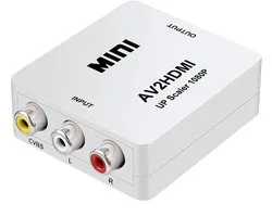 Oneay AV naar HDMI-adapter, mini video-naar-audio-converteradapter, ondersteunt PAL/NTSC-standaarden, geschikt voor tv's/pc's/PS3's/settopboxen/Xboxen, VHS-/videorecorders/Blu-ray-dvd-spelers.