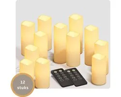 Livista® - LED Kaarsen avec télécommande - 12 pièces - 4 tailles différentes - 2 Télécommandes - Effet flamme - Fonction minuterie - Étanche