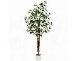 Triumpunpre Garvee osmanthus artificiel réaliste 180cm fleurs blanches tronc en bois en trois parties - plante artificielle sans entretien pour la maison et le bureau