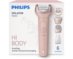 Philips Epilator Series 9000 – Épilateur Électrique Sans Fil Humide & Sec, Épilation pour Corps Entier, avec ProGuide, 6 Accessoires, 60 min. Autonomie, Modèle BRE718 /00