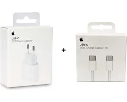 Apple 20W USB-C Power Adapter (EU Specs) + USB-C 60W Charge CABLE(1M) Bundled Package