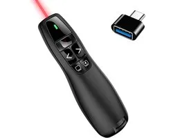 Eletrova Draadloze Presentatie Klikker - Wireless Presenter - Afstandsbediening voor Powerpoint - Laser Pointer - Geschikt voor USB & USB-C