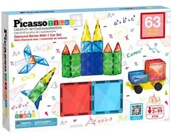 Tactic Picasso Tiles - Constructiespeelgoed - Magnetic Tiles - Magnetische Tegels - Diamond Series Set: 63-delig