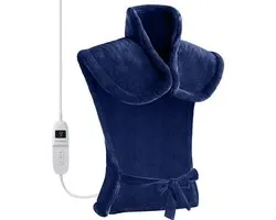 Coussin chauffant électrique lesté Seranova pour le dos, les épaules et la nuque - Coussin chauffant - Lavable en machine - 1,3 kg - Blauw