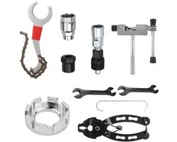 Fietsgereedschapsset, 8 professionele fietsreparatiegereedschappen voor mountainbikes met 3-in-1 cassetteverwijderaar, sleutel, cranktrekker, extractor, trapas, freewheelverwijderaar, schakeltang, kettingbreker (8 stuks, zwart)