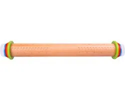 Krumble Deegroller verstelbaar - Deegstok - Pastrydeegroller - Rolstok - Bakspullen - 10, 6, 4 of 2 mm breed - Hout en siliconen - Bruin met kleur