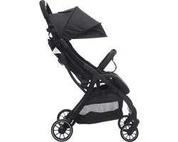 Cabino® Buggy Compact PLUS + Makkelijk Inklapbaar - Geschikt Voor Vliegtuig (Handbagage) & tot 22kg Wandelwagen Buggy Met Verstelbare Rugleuning en Grote Boodschappenmand Inclusief Reishoes & Bekerhouder – Zwart
