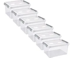 Boîte de rangement Curver Handy+ - 15L - 6 pièces - Transparente avec couvercle