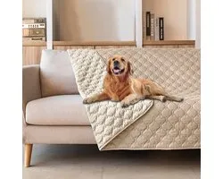 BOTC Hondendeken Bank - Waterbestendig - Dubbelzijdige - 130x200cm - Fleece Plaid Hond Kat Huisdier - Bankbeschermer - Beige