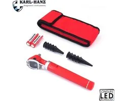 Fiber Optic Otoscoop rood met LED verlichting