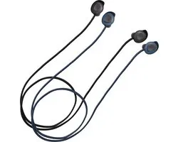 kwmobile 2x cordon pour écouteurs - adapté aux Samsung Galaxy Buds FE - Pour bouchons d'oreilles sans fil contre la perte - En bleu foncé / noir