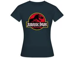 Jurassic Park Klassiek Logo In Rood Met T-Rex T-Shirt Dames