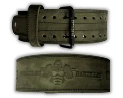 Barzillas Powerlifting Belt 10mm – Leren Lifting Belt 10cm Breed – Heavy Lifting Support – Voor Squat, Deadlift & Press – Gespsluiting – Groen - M