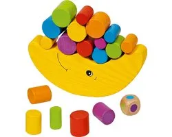 GOKI Balancerende maan - Balansspel - 14,2X7Cm - Met Kleurendobbelsteen - 4 Jaar
