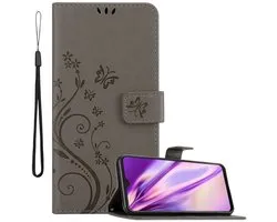 Coque Cadorabo pour Samsung Galaxy M21 / M30s en GRIS FLORAL - Coque de protection à motif floral avec fermeture magnétique, fonction support et fentes pour cartes