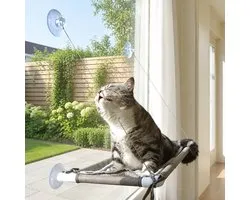 DOWO® - Panier pour chat pour la fenêtre - Fenêtre hamac pour chat - Lit pour chat - Hamac pour chat - Coussin pour chat - avec tapis lavable et jouet pour chat !