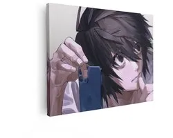 Artaza Canvas Schilderij Anime Portret - 40x30 cm - Wanddecoratie Death Note L - Muurdecoratie Jongenskamer - Kamer Accessoires