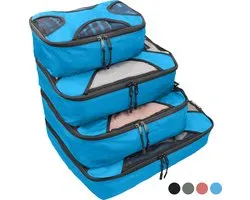 Volcan Packing Cubes - Koffer Organizer Set - Backpack en Koffer - 4 Delig - Travel Cubes - Blauw