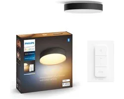 Plafonnier Philips Hue Enrave - lumière blanche chaude à froide - noir - 26cm - 1 variateur
