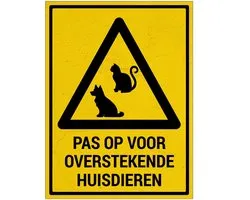 Panneau "Attention aux animaux domestiques qui traversent" avec texte - Matériau Sign Again - 40 x 30 cm