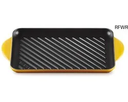 Le Creuset Rectangular enamelled grill plate, for low-fat cooking on all types of hobs, including induction, 32.5 cm, Nectar, 20202326720460