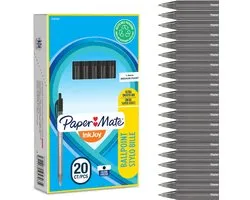 Paper Mate InkJoy 100RT-balpennen met drukknop | Medium punt (1,0 mm) | Zwart | 20 stuks