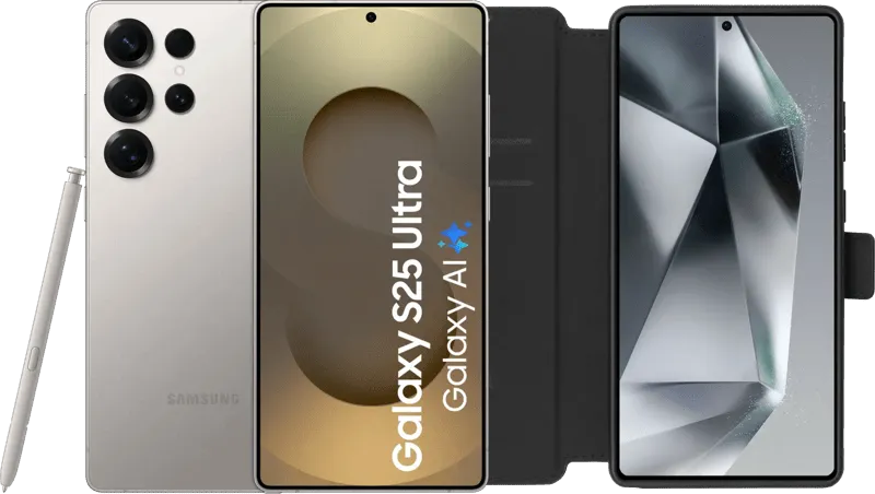 Samsung Galaxy S25 Ultra 256GB Grijs 5G + BlueBuilt Book Case Zwart